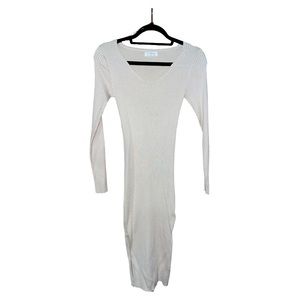 Love Always Ribbed Dress With Slits On Left & Ride Side - Beige - Size L